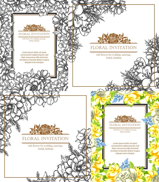Σύνολο floral προσκλητηρίων — Διανυσματικό Αρχείο