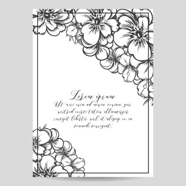 çiçek düğün davetiye kartı