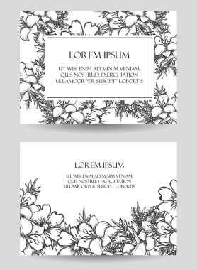 çiçek düğün davetiye kartı