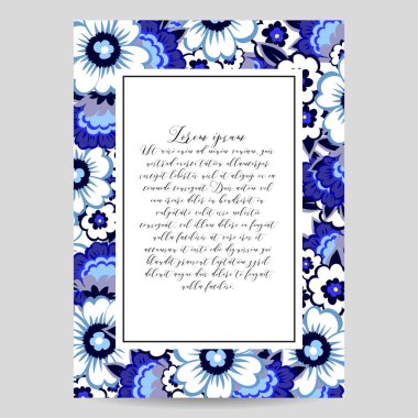 çiçek düğün davetiye kartı