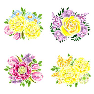 Dizi güzel renkli çiçekler