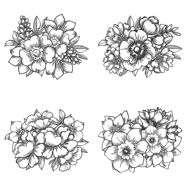 Reihe von schönen verzierten Blumen — Stockvektor