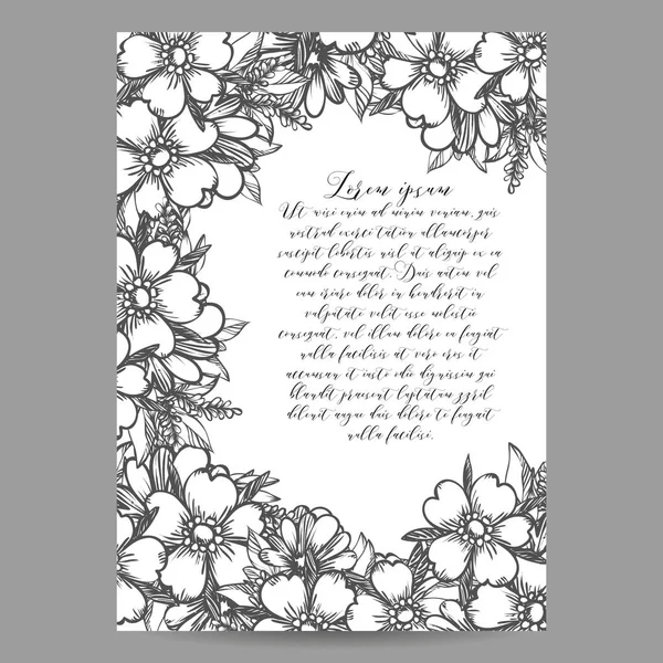 Carte d'invitation de mariage floral vintage — Image vectorielle