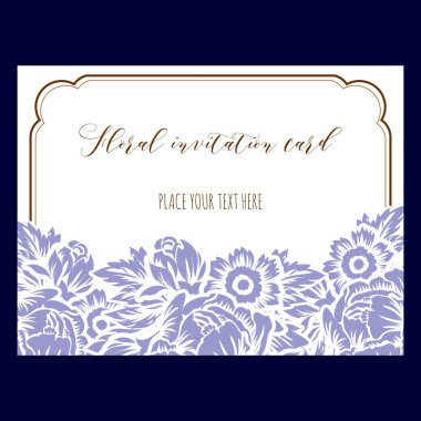 çiçek düğün davetiye kartı