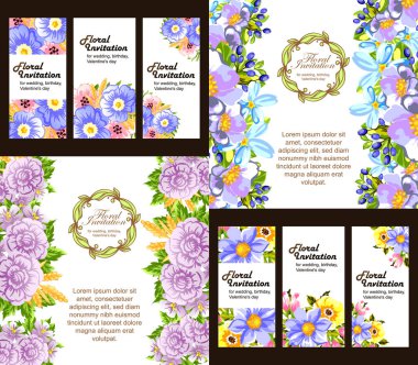 Çiçekli davetiye seti