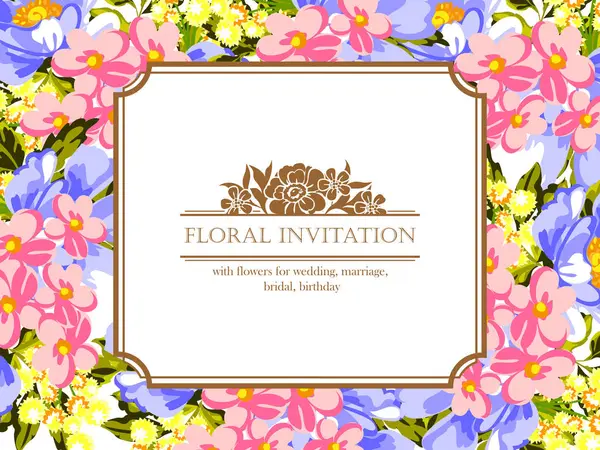 CARTE D'INVITATION FLORALE VINTAGE — Image vectorielle