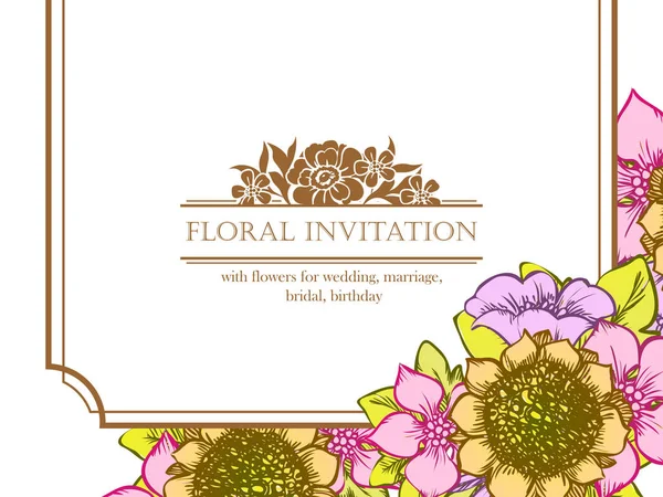 CARTE D'INVITATION FLORALE VINTAGE — Image vectorielle