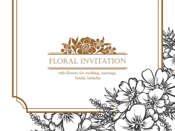 Carte d'invitation de mariage floral vintage — Image vectorielle