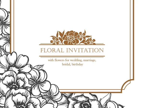 Tarjeta de invitación de boda floral vintage — Vector de stock