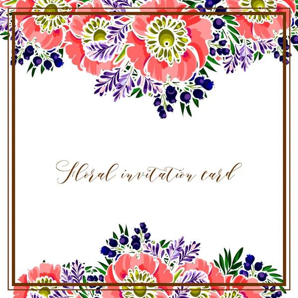 CARTE D'INVITATION FLORALE VINTAGE — Image vectorielle