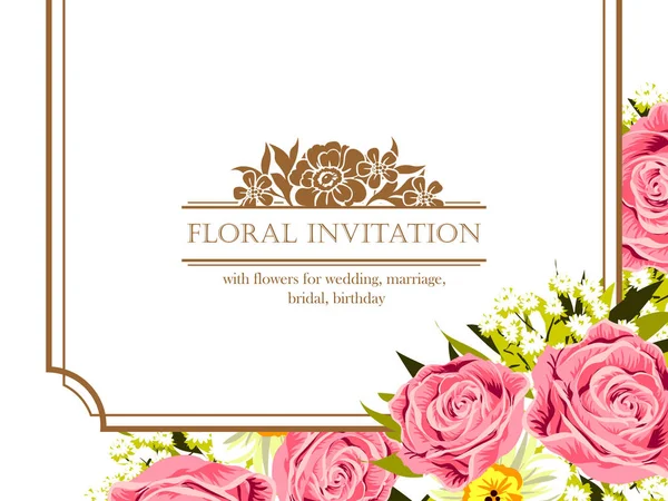 Tarjeta de invitación floral Vintage — Archivo Imágenes Vectoriales