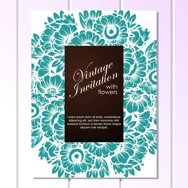 Carte d'invitation de mariage floral vintage — Image vectorielle