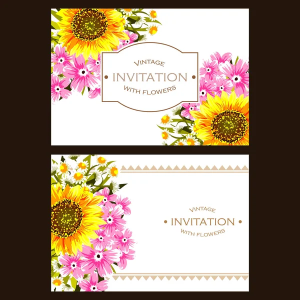 CARTE D'INVITATION FLORALE VINTAGE — Image vectorielle