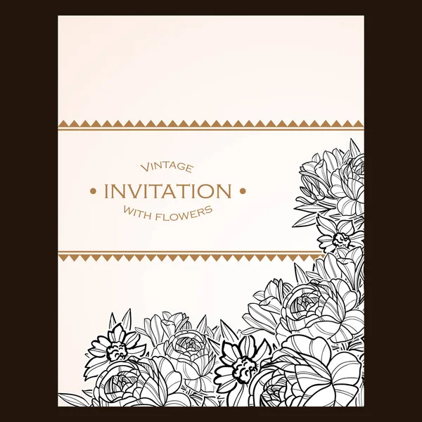 Carte d'invitation de mariage floral vintage — Image vectorielle