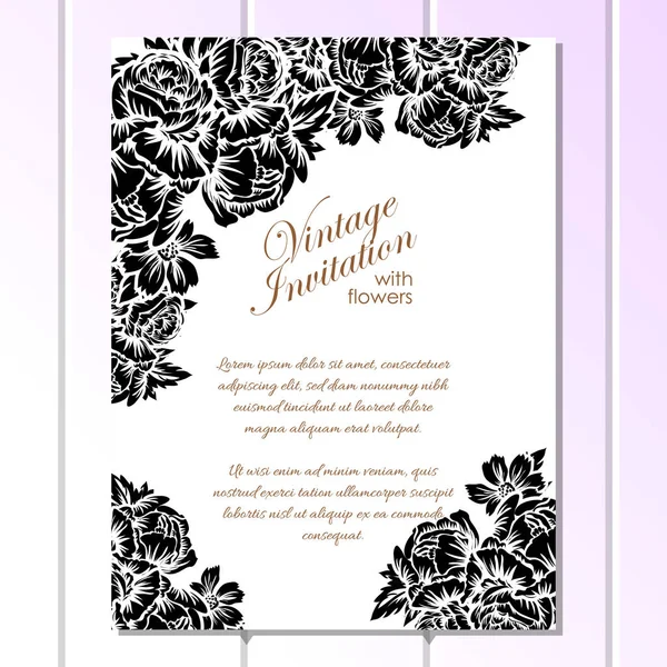 Vintage floral casamento convite cartão —  Vetores de Stock