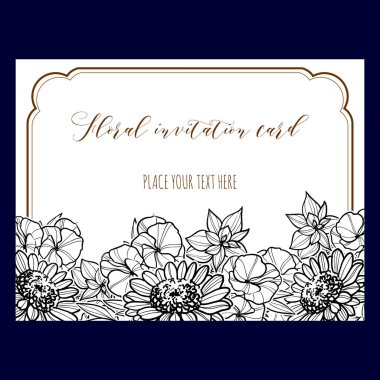 çiçek düğün davetiye kartı