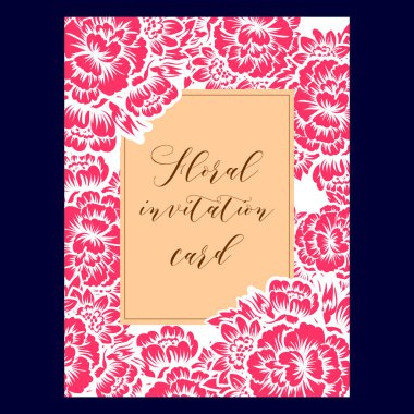 çiçek düğün davetiye kartı