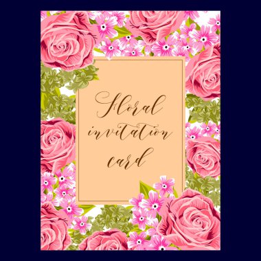 Vintage çiçek davetiye