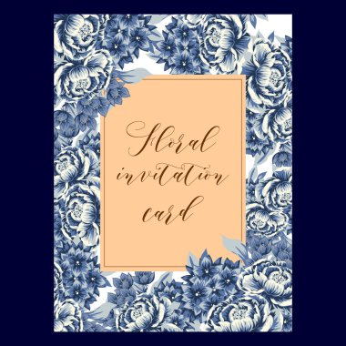 çiçek düğün davetiye kartı