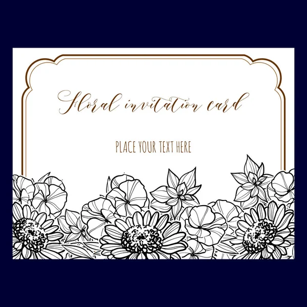 Çiçek düğün davetiye kartı — Stok Vektör