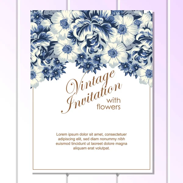 Vintage floral wedding invitation card — Stock Vector