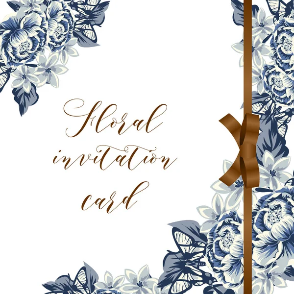 Carte d'invitation de mariage floral vintage — Image vectorielle