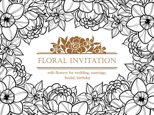 Винтажный цветочный пригласительный билет на свадьбу — стоковый вектор