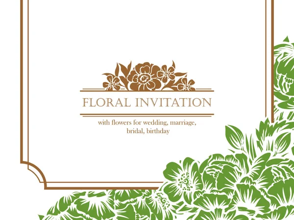 Carte d'invitation de mariage floral vintage — Image vectorielle