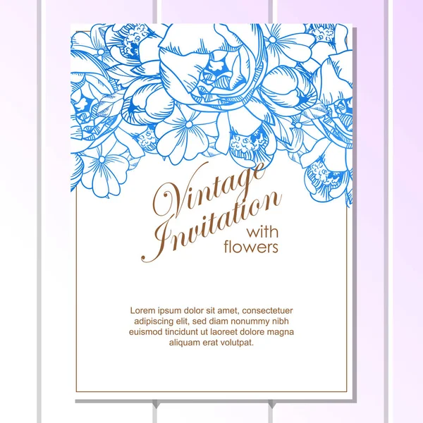 Tarjeta de invitación de boda floral vintage — Vector de stock