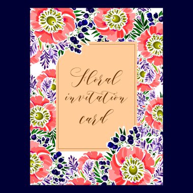 Vintage çiçek davetiye