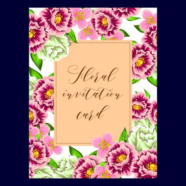 Vintage çiçek davetiye