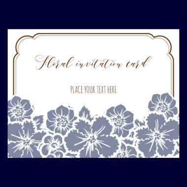 çiçek düğün davetiye kartı