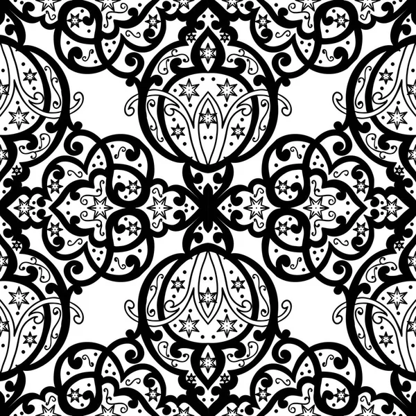 Seamless monochrome ornate pattern — Stock Vector