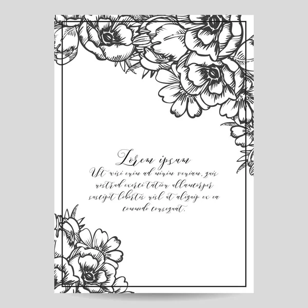 çiçek düğün davetiye kartı