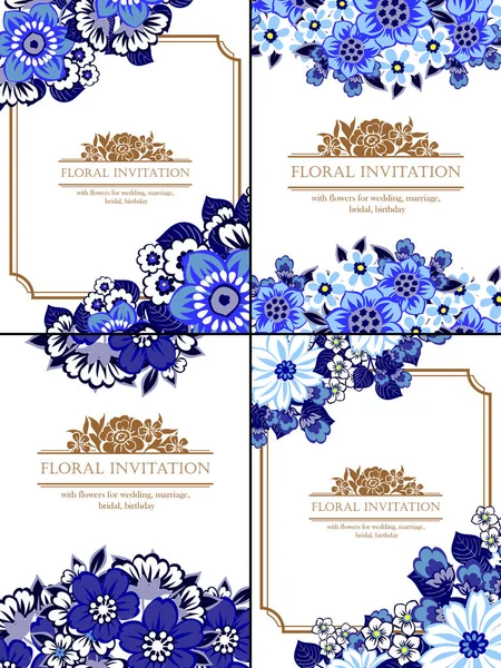 Cartes d'invitation avec des éléments floraux — Image vectorielle