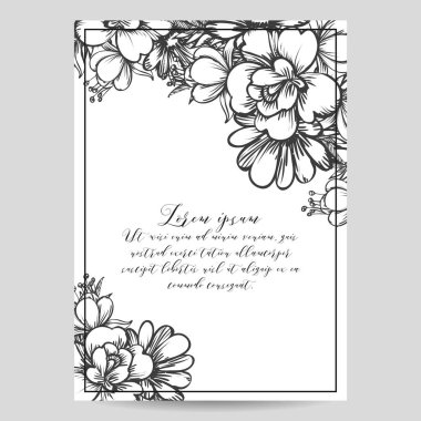 çiçek düğün davetiye kartı