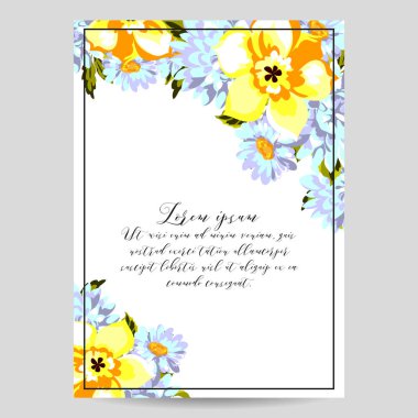 davetiye kartlarla çiçek öğeleri