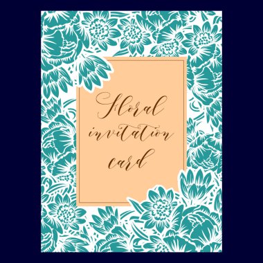 çiçek düğün davetiye kartı