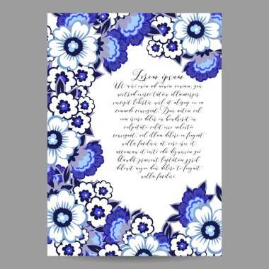 çiçek düğün davetiye kartı