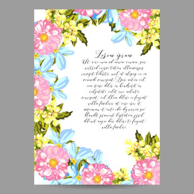 davetiye kartlarla çiçek öğeleri