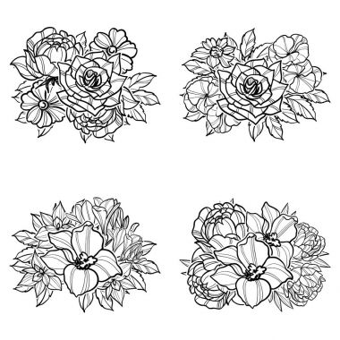 renkli çiçek buketleri