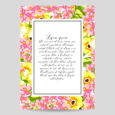 davetiye kartlarla çiçek öğeleri