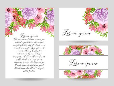 davetiye kartlarla çiçek öğeleri