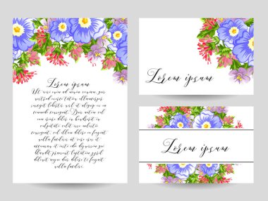 davetiye kartlarla çiçek öğeleri