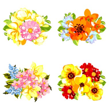 renkli çiçek buketleri