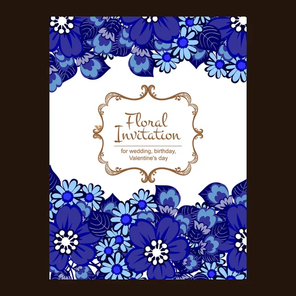 Vintage floral wedding invitation card — Stock Vector