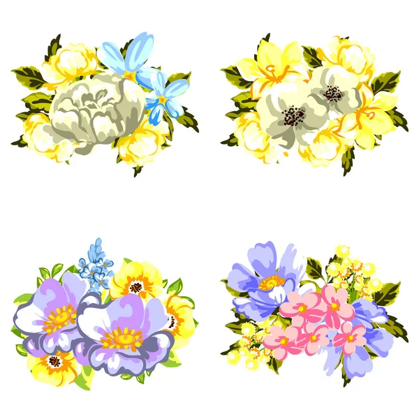Bouquets de flores coloridas — Vetor de Stock