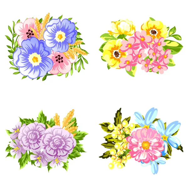 Ramos de flores coloridas — Archivo Imágenes Vectoriales