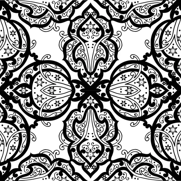 Seamless monochrome ornate pattern — Stock Vector