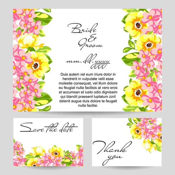 Invitation cards with floral elements — Stock Vector